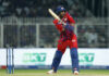 Mukul Choudhary playing a shot during his unbeaten inning of 54 runs against KKR on Thursday.