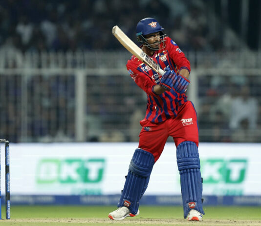 Mukul Choudhary playing a shot during his unbeaten inning of 54 runs against KKR on Thursday.