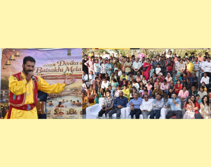 An artist performing during Baisakhi Mela at Udhampur.