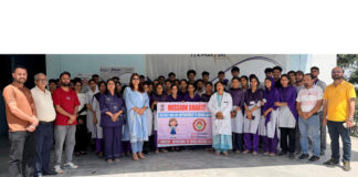 Mission Shakti team with Himayat trainees after meditation session on Monday.