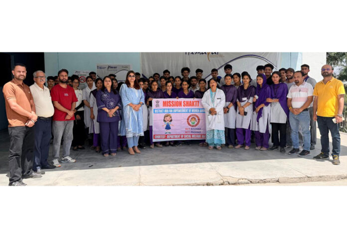 Mission Shakti team with Himayat trainees after meditation session on Monday.