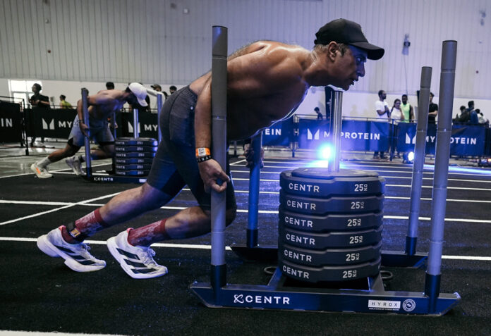 Ironman Kapil Arora in action during HYROX Pro Race in Bengaluru.