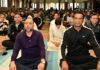 Judicial officers participating in a Yoga session at District Court Complex, Mominabad, Srinagar.