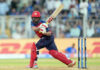 Prabhsimran playing a shot during his unbeaten inning of 80 runs against MI in Mumbai.