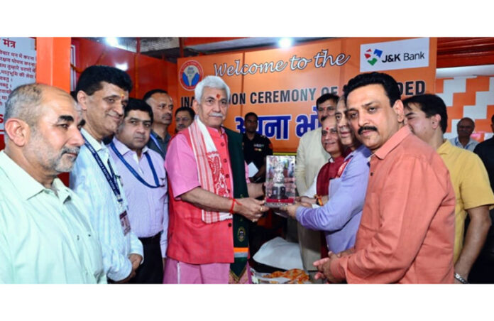 LG attending the ceremony marking the upgradation of ‘Apna Bhojanalaya’ at Government Medical College Jammu on Tuesday.