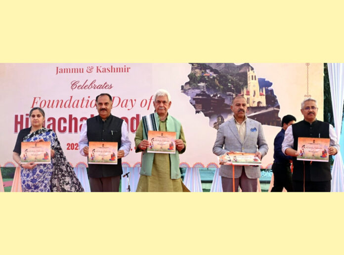 Lieutenant Governor Manoj Sinha releasing the activity calendar of J&K Academy of Art, Culture and Languages on Wednesday.