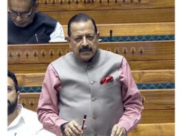 Union Minister Dr Jitendra Singh speaking in the Lok Sabha on Wednesday.
