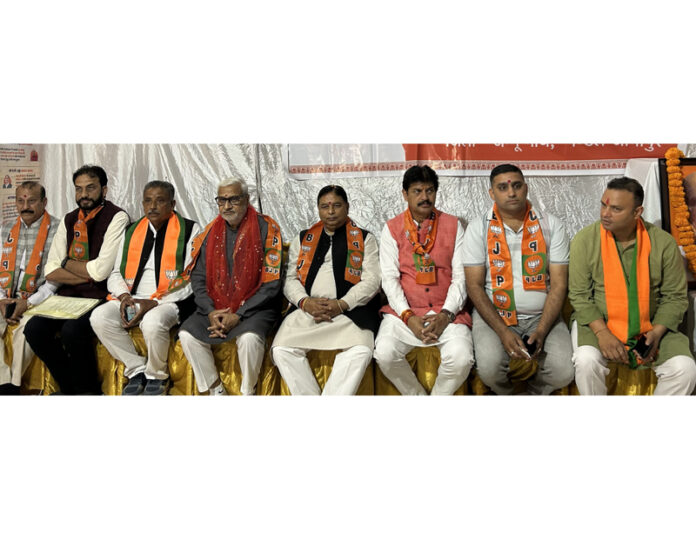 BJP leaders during a meeting at Janipur on Saturday. BJP leaders during a meeting at Janipur on Saturday.