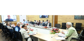 Lieutenant Governor Manoj Sinha chairing 2nd University Council meeting of Cluster University of Srinagar on Wednesday.