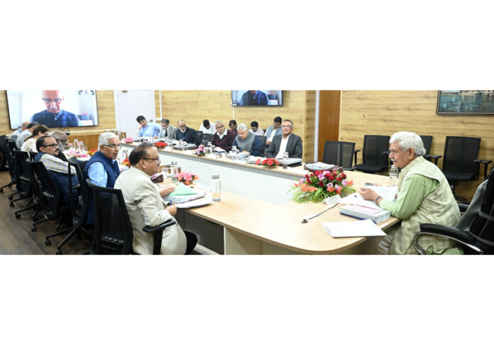 Lieutenant Governor Manoj Sinha chairing 2nd University Council meeting of Cluster University of Srinagar on Wednesday.