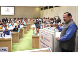 Union Minister Dr Jitendra Singh addressing the valedictory session of "SADHANA Saptah 2026", at Vigyan Bhawan, New Delhi on Friday.