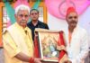 Lieutenant Governor Manoj SInha attending foundation day of Sarv Shakti Chandi Mata Mandir, Dhammi, Nagrota on Thursday.
