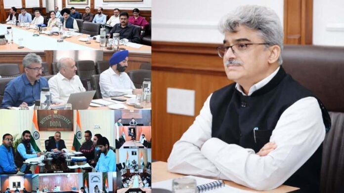 Chief Secretary chairing a meeting at Jammu on Thursday.