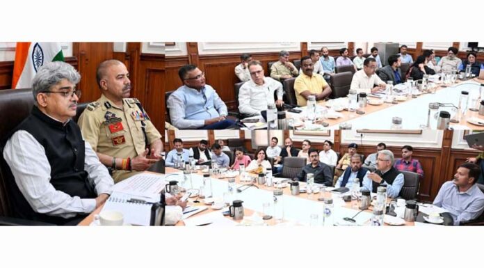 Chief Secretary chairing a meeting at Jammu on Thursday.