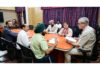 CM Omar Abdullah meeting a delegation at Jammu on Friday.