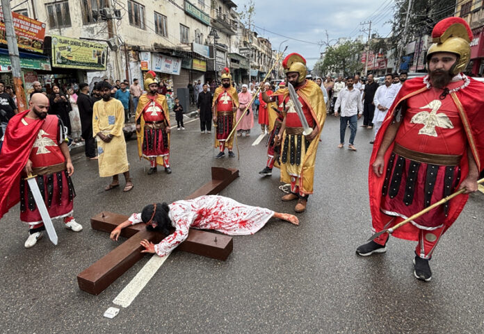 Good Friday procession being taken out in Jammu. -Excelsior/Rakesh