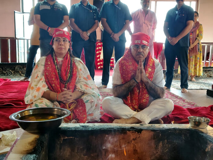 BJP national general secretary in charge, J&K and Ladakh UTs, Tarun Chugh offering prayers at Mata Vaishno Devi Shrine on Tuesday.