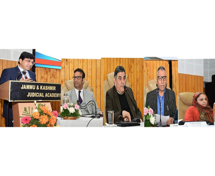 Justice Shahzad Azeem delivering inaugural address at Judicial Academy Srinagar on Saturday. Justice Shahzad Azeem delivering inaugural address at Judicial Academy Srinagar on Saturday.
