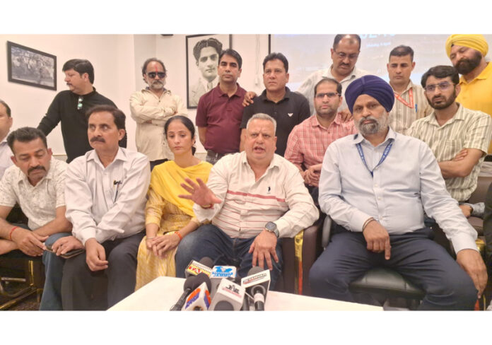 JAC representatives during a press conference at Jammu on Monday.