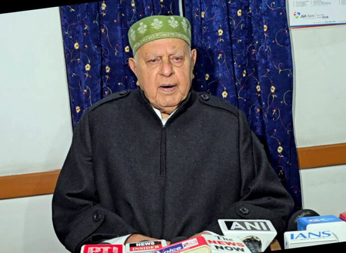 NC president Dr Farooq Abdullah speaking to media persons in Srinagar on Wednesday. -Excelsior/Shakeel NC president Dr Farooq Abdullah speaking to media persons in Srinagar on Wednesday. -Excelsior/Shakeel