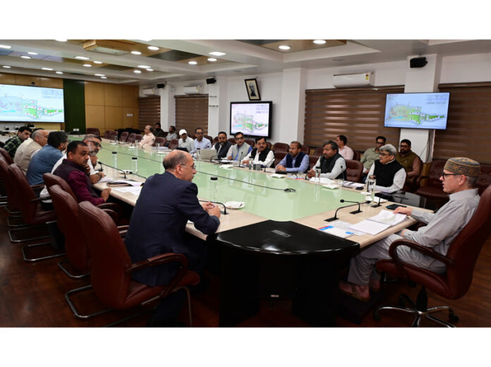 CM Omar Abdullah chairing a meeting on Tuesday.