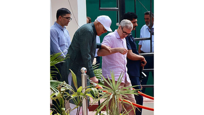 Jammu and Kashmir Chief Minister Omar Abdullah along with National Conference party’ president Dr Farooq Abdullah at Civil Secretariat in Jammu on Thursday.