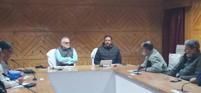 Railway officials meeting with parcel traders from Kashmir.
