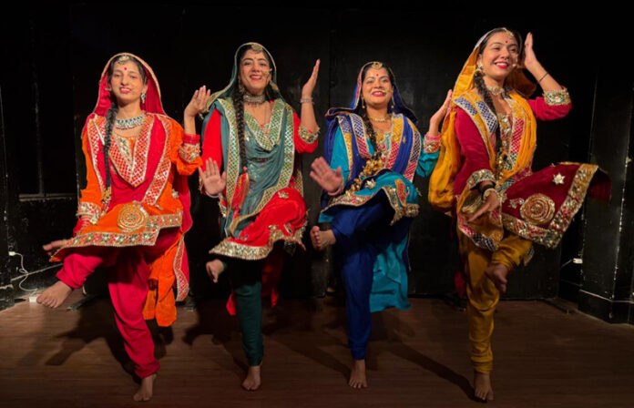 Natrang artists performing a dance item in Jammu on Wednesday.