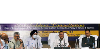 Committee on ‘Ease of Doing Business’ and New Industrial Policy during meeting with stakeholders in Jammu on Monday.