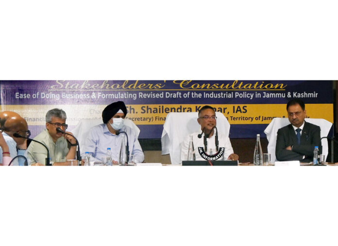 Committee on ‘Ease of Doing Business’ and New Industrial Policy during meeting with stakeholders in Jammu on Monday.