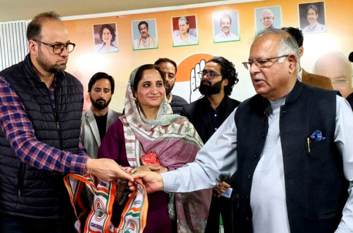 JKPCC president, Tariq Hameed Karra during a function at party headquarters in Srinagar on Tuesday. — Excelsior/Shakeel