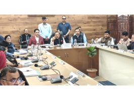 Union Minister Dr Jitendra Singh chairing the DISHA meeting of district Doda on Tuesday.