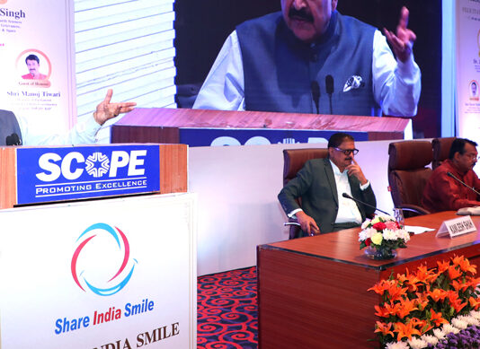 Union Minister Dr Jitendra Singh speaking after felicitating successful candidates of Civil Services Examination (CSE) 2025, at Scope Complex, New Delhi on Saturday.