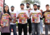 ABVP activists displaying poster of April 22 Sammelan.