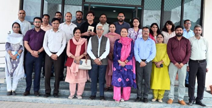 JU Vice-Chancellor, accompanied by the university officers, deans and heads during visit to Udhampur Campus.
