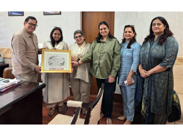 Miniter for Agriculture Production Javid Dar during meeting with FICCI delegation in Jammu.