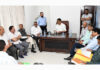 Minister Javed Rana meeting a delegation at Jammu on Wednesday.
