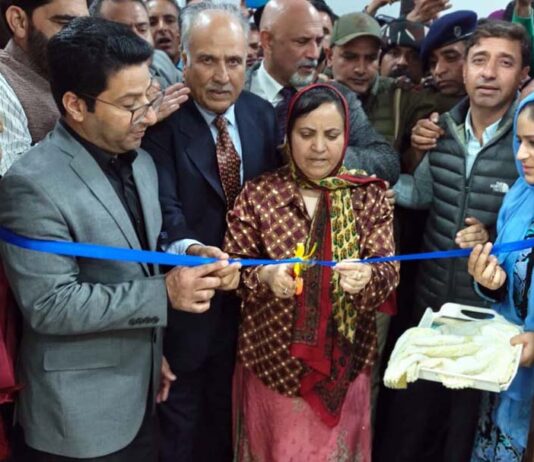 Minister Sakeena Itoo dedicating 1.5 Tesla MRI facility to public at GMC Anantnag on Friday.