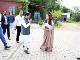 Union MoS, B L Verma during his visit to SIBVM School Udhampur on Thursday.