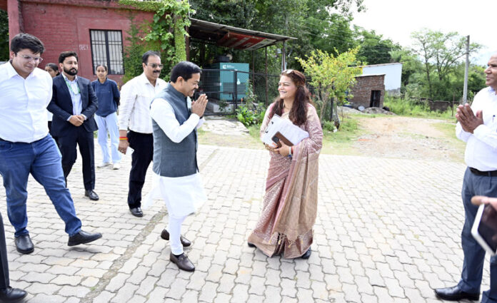 Union MoS, B L Verma during his visit to SIBVM School Udhampur on Thursday.