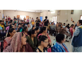 MLA Nagrota, Devyani Rana addressing youth during an employment drive at Nagrota on Sunday.