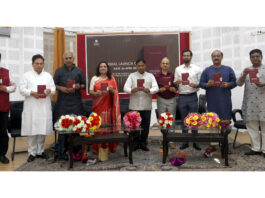 Dignitaries releasing Satyarth Pandita's Grammar of Void at Jammu on Sunday. -Excelsior/Rakesh