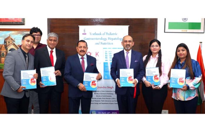 Union Minister Dr Jitendra Singh releasing the second edition of the Postgraduate Textbook of ‘Pediatric Gastroenterology, Hepatology and Nutrition’, at New Delhi on Tuesday. Also seen are the Editors of the book Prof Anupam Sibal and Dr Sarath Gopalan. Union Minister Dr Jitendra Singh releasing the second edition of the Postgraduate Textbook of ‘Pediatric Gastroenterology, Hepatology and Nutrition’, at New Delhi on Tuesday. Also seen are the Editors of the book Prof Anupam Sibal and Dr Sarath Gopalan.