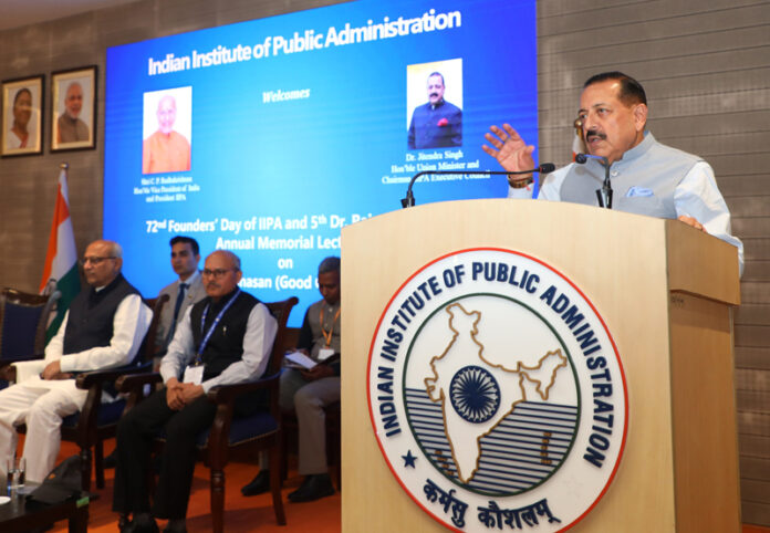 Union Minister and National Chairman of Indian Institute of Public Administration (IIPA), Dr Jitendra Singh addressing the 72nd Founder's Day of IIPA at New Delhi , on Wednesday. Union Minister and National Chairman of Indian Institute of Public Administration (IIPA), Dr Jitendra Singh addressing the 72nd Founder's Day of IIPA at New Delhi , on Wednesday.