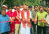 MLA Jammu East, Yudhvir Sethi kick starting road development project in his constituency on Sunday.
