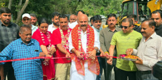 MLA Jammu East, Yudhvir Sethi kick starting road development project in his constituency on Sunday.