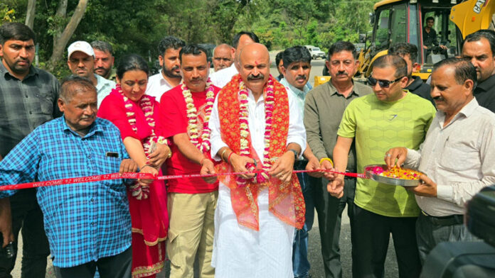 MLA Jammu East, Yudhvir Sethi kick starting road development project in his constituency on Sunday.