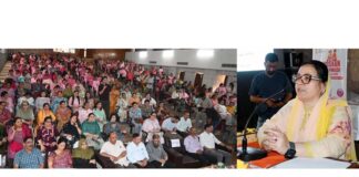 Minister Sakeena Itoo addressing Poshan Pakhwada celebrations at Jammu on Friday.