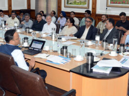 Chief Secretary chairing a meetting at Jammu on Saturday.