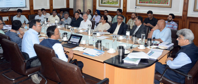 Chief Secretary chairing a meetting at Jammu on Saturday.